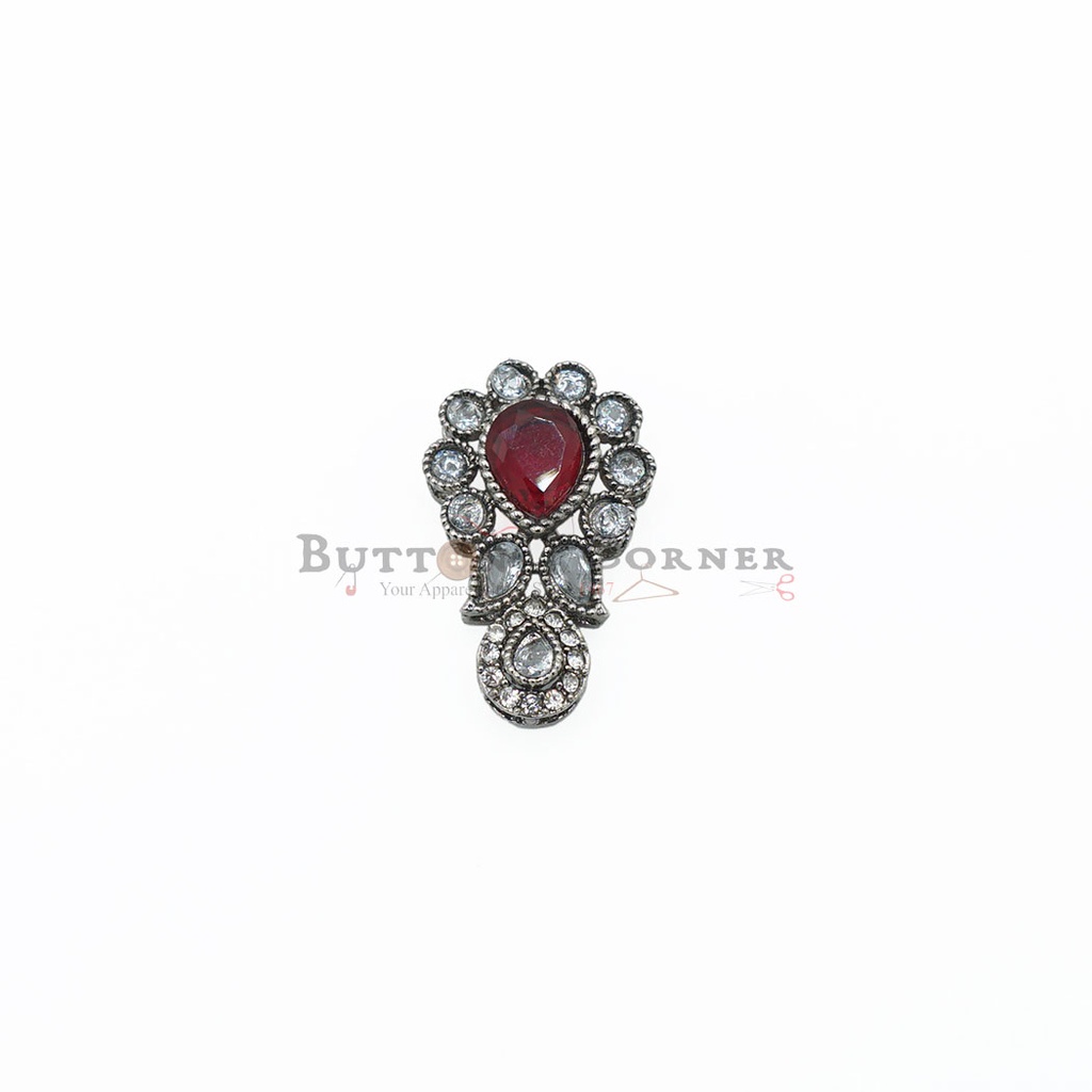 Antique Base Fancy Kundan Button | Button Corner